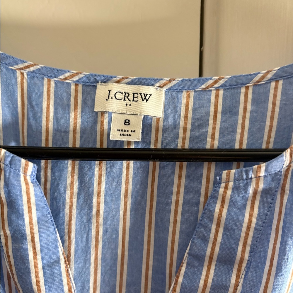 J. Crew Blue and Tan Striped Blouse - Picture 2 of 4